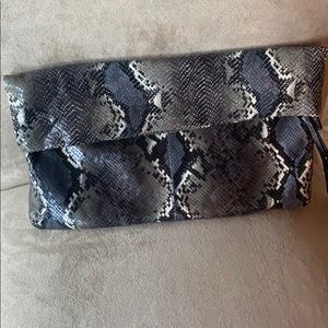 Club Monaco blue leopard clutch